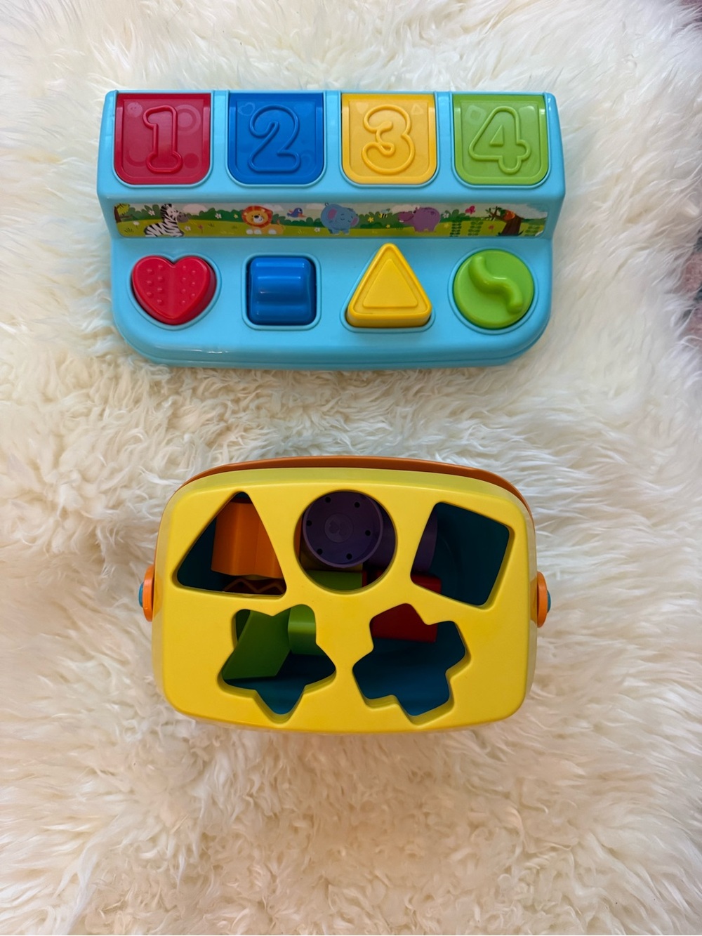 Bundle of 2 Fisher Price Toys- Shape Sorter + Pop-Up Toy